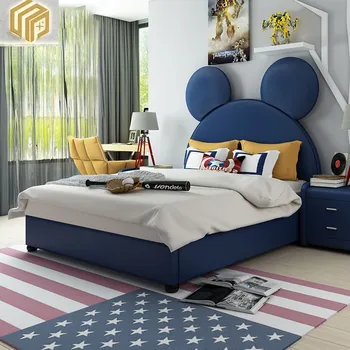 חדר השינה של הילדים מיטת יחיד 1.5 מ ' הילד למיטה מודרניים פשוטים של ילדים סוויטה נורדי עור המיטה