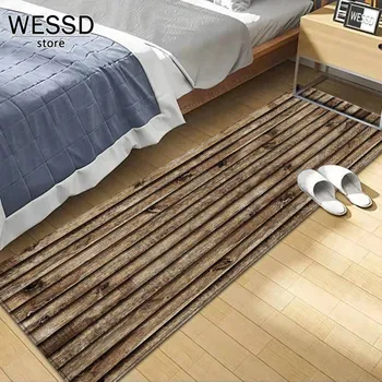 חדר שינה עץ שטיח 3D שטיח המסדרון מטבח, מחצלות על הרצפה בשירותים הכניסה מחצלת זמן השטיח בסלון