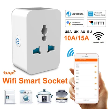 חדש Wifi ו-Bluetooth שקע אוניברסלי Multi-פונקצית המרה שקע 10 15A Wifi מתג אלקסה הבית של Google IFTTT
