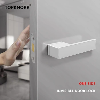 חדש בלתי נראה מנעול דלת צד אחד דלת חדר השינה מינימליסטי סודי מיוחד ידית הדלת לבן שחור פנימי נסתר יחיד לנעול
