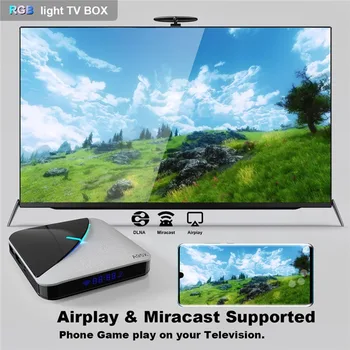 חוכמת הטלוויזיה Box עם מיני צבע אור בהבחנה גבוהה 4GB 32GB Dual Wifi 4K Media Player עבור אנדרואיד-מערכת
