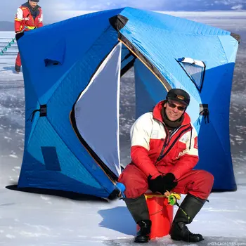חלל גדול לעבות שלוש שכבות כותנה חמה שמירה החורף דיג קרח האוהל עמיד למים Windproof אנטי-שלג קמפינג אוהל דיג