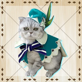 חם אופנה Genshin השפעה מחמד בגדים כי Kawaii וונטי מחמד בגדים חתול חמוד loli תחפושת המשחק עם קצף כלב רוח אלוהים הגלימה להתלבש