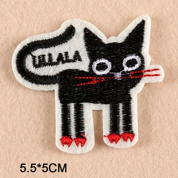 חתול שחור ברזל על טלאי רקום בגדים, תיקון בגדים לאישה בגדים מדבקות טקסטיל הלבשה ואביזרים