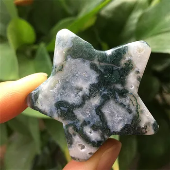 טבעי מלוטש גבישים ירוקים מוס אגת כוכב קריסטל על אמנות עממית