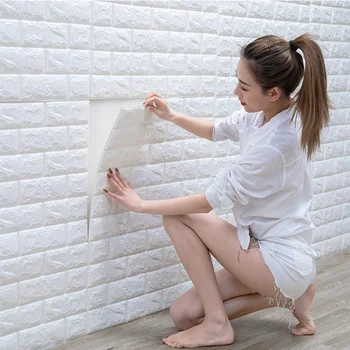 טפט דביק 3d מדבקות קיר לחדר ילדים קצף קיר מדבקות קיר קישוט לחות טפט התקרה.