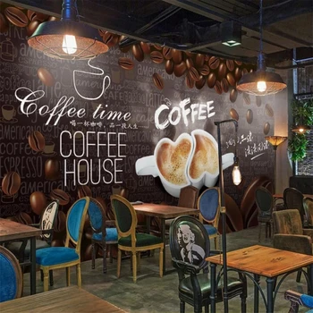 טפט מותאם אישית 3D ציור קיר מצוירים ביד קפה דקורטיביים רקע ציור קיר הסלון מסעדה קיר נייר-papier peint