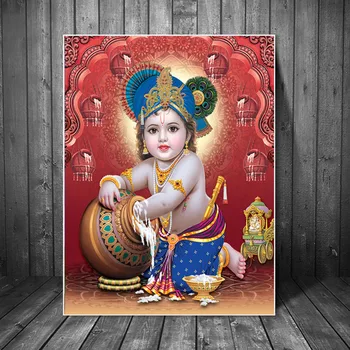 יהלום ציור הינדי בד הציור לורד Bal קרישנה דת ההינדואיזם טביעות אצבעות התינוק אלוהים יהלום רקמה לחצות סטיץ