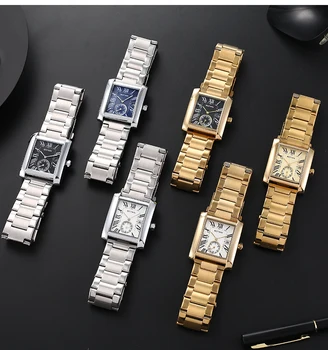 יוקרה, אופנה שעונים לגברים אנשי עסקים שעון מרובע שני ו סיכה קוורץ שעון פלדה משובחת רצועת גברים שעונים Relogio תהיה גבר