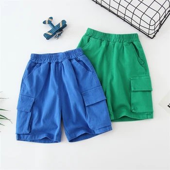 ילדים אופנה מטען מכנסיים קצרים ילדים הקיץ החדש משוחרר זיעה מכנסיים אלסטיים במותניים כחול ירוק מזדמנים מכנסיים קצרים לילדים חצי מכנסיים.