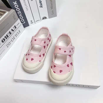 ילדים נעלי בד אוהבת הדפסים תינוק חמוד בנות נעליים מזדמנים ילדים אופנה Breatheable בסגנון יפני בגן הקיץ דירות
