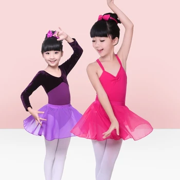 ילדים ריקודים-ילדה הכשרה בגדים בצבע אחיד לנשימה קיץ חצאית בלט.