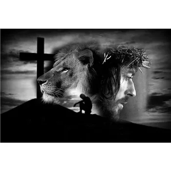 ישו על הצלב, האריה של יהודה יהלומי ציור ערכות 5D DIY מלא מרובע עגול היהלום רקמה פסיפס לחצות סטיץ עיצוב הבית