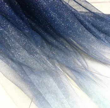 כחול כהה, שחור צבע מהבהב אבקת Bronzing הזהבה פאייטים שקופים שמלה לחתונה רקע רשת תחרה בד