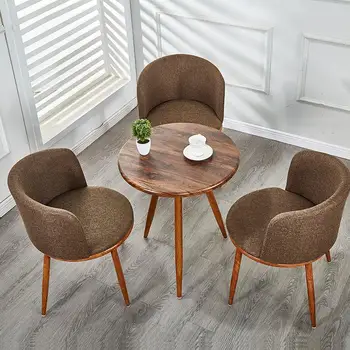 כיסאות בחדר האוכל בסגנון נורדי שולחן אוכל עם כיסאות סט ריהוט כותנה מצעים מעץ מלא במלון מטבח המסעדה צואה