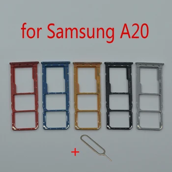 כרטיס ה SIM-מגש חריץ מחזיק עבור Samsung A20 Galaxy A205 A205F A205FN A205G A205GN הטלפון המקורי מיקרו SD מתאם תיקון חלק