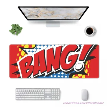 מדהים באנג! קומיקס המילה Gaming Mouse Pad גומי קצוות תפורים Mousepad 31.5
