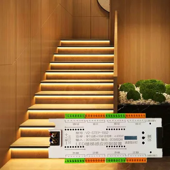 מדרגות LED חיישן תנועה בקר 32 ערוץ PIR עמעום תאורה 12V/24V LED רצועה גמישה אור על שלב מדרגות