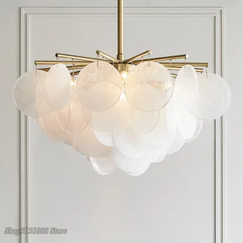 מודרני זכוכית חלבית LED נברשת מתכת זהב בסלון נברשת השינה תלויות מנורות חדר האוכל יוקרה גופי תאורה