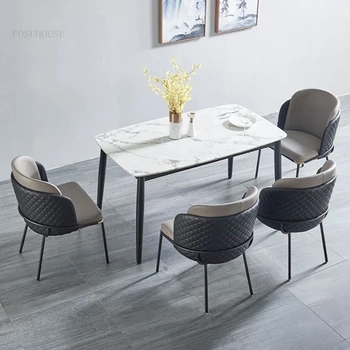 מודרני עור כסאות אוכל סקנדינבי מינימליסטי ריהוט חדר האוכל האוכל משענת גב הכיסא פנאי רך ריפוד כיסא האוכל