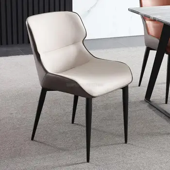 מודרני פשוט, כסאות אוכל המשפחה נורדי יוקרה חזרה כיסא איטלקי מסעדת מלון יצירתי עור כיסא שולחן אוכל כיסא.
