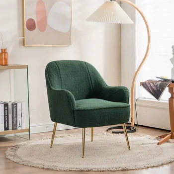 מודרניות רך ירוק טדי בד כסאות ארגונומיים סלון כסאות חדר שינה כיסאות הביתה כיסאות מקורה הביתה עם זהב הרגליים