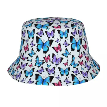 מותאם אישית צבעונית דפוס פרפר דלי כובע נשים גברים אופנה קיץ חיצוני שמש דייג קאפ