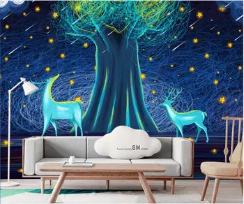 מותאם אישית ציור 3d טפט תמונה האירופי יער האיילים יער נוף חדר שינה עיצוב הבית טפט על קירות 3d בסלון