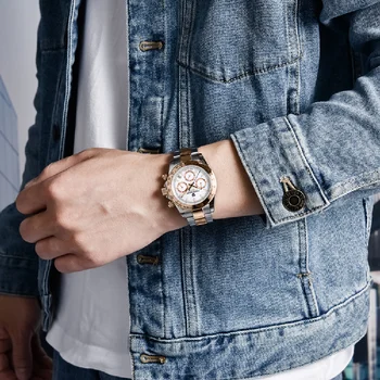 מותג העליון PAGANI עיצוב יוקרתי לגברים השעון עמיד למים 100 מ ' תאריך שעון זכר ספורט שעונים גברים קוורץ שעון יד הכרונוגרף