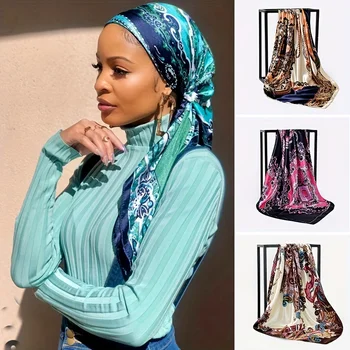 מותג יוקרה 90*90 סנטימטרי חיג ' אב משי גדול צעיף נשים אופנה חגורת דפוס משי כיכר ליידי עיצוב מטפחת בנדנה foulard