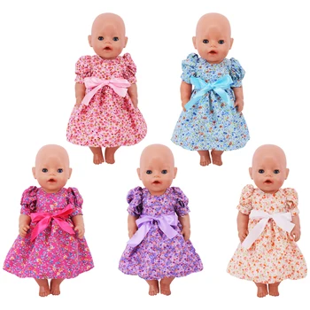 מחדש את הבובה בקיץ פאף שרוול שמלת נסיכה 18 אינץ ילדה בובות, בגדים שמלה לילדים מתנה צעצועים אביזרים לובש.
