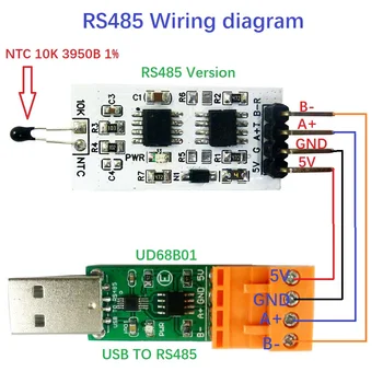 מיני RS485 טמפרטורה אספן Modbus RTU מודול RS232TTL 10K 3950 הלאומית Thermistor הנגד להחליף DS18B20 PT100