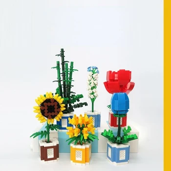 מיני בניין פרח צמח קקטוס מודל משחק פאזל צעצועים לילדים ילד בנות ילדים מתנה עיצוב הבית החדש.