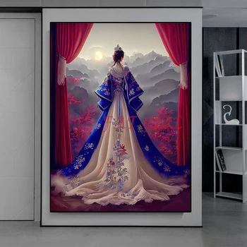 מלא עגול תרגיל 5D DIY יהלום ציור ערכת כלה פנטזיה הסינית אלמנט השמלה יהלום רקמה אמנות הפסיפס עיצוב הבית S25