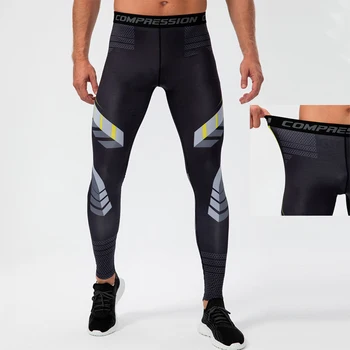 מנהל דחיסה חותלות ספורט גברים יבש מהירה טייץ מכנסי טרנינג מכון כושר הדפסה אצן מכנסיים אימון