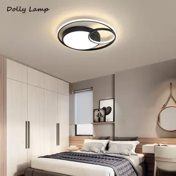 מנורות תקרה פשוטה חדר שינה מודרני תאורה קישוט סיבוב טבעת פנימית גופי הסלון חדר השינה האוכל הביתה שחור