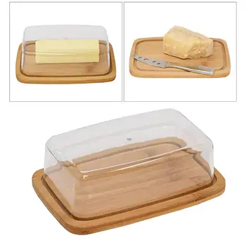 מרובע במבוק החמאה יצירתי מלבני עם זכוכית מכסה הביתה כיכר גבינה אחסון אוכל מטבח שולחן