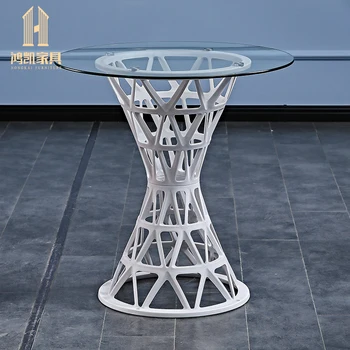 מרפסת שולחן קפה קטן עגולה פשוטה לבית ריהוט מודרני פנאי שולחן אוכל מזכוכית