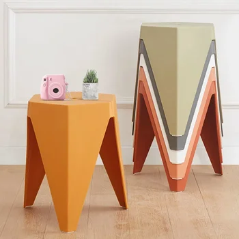משושה צואה הסלון יצירתי אופנה צבע פלסטיק בסלון צואה ריהוט ביתי פשוט לעבות Stackable צואה