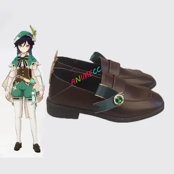 משחק אנימה Genshin השפעה וונטי נעליים אביזרים Windborne חירשת לצלילים בארד Cosplay הרגל ללבוש קוספליי מגפיים לגברים נשים בנות