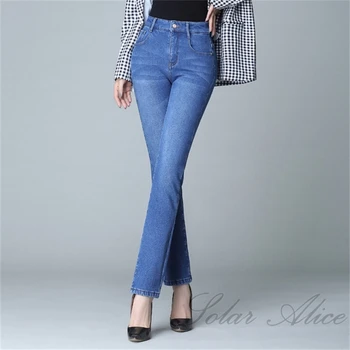 משלוח חינם 2022 נשים סתיו/חורף סגנון חדש קטיפה עבה ישר גבוהה המותניים ג ' ינס סטרץ מזדמנים מכנסיים
