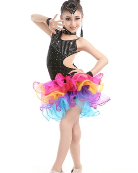 משלוח חינם גודל פלוס ילדה לטיניים סלוניים השמלה KidsTango Dancewear סלסה תחפושת לטינית השמלה ילדים רומבה ריקוד בגדים