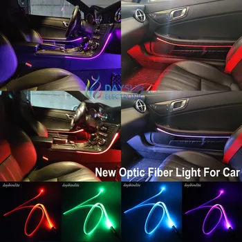 משלוח חינם חדש סיבים אופטיים אור לרכב-10 צבעים אחידים אפקט תאורה שאינם לסנוור Atmoshpere אור DIY המנורה על דלתות המכונית