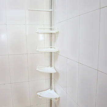מתכוונן טלסקופית האמבטיה מדף 4 Tier מקלחת פינת אחסון מתלה קיר מקלחת בפינה מתלה ארגונית האמבטיה מדף