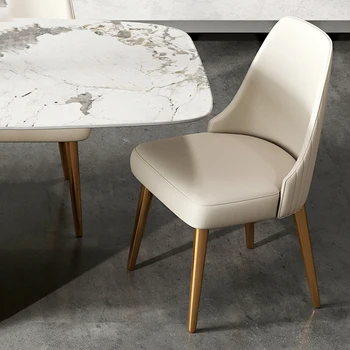 מתכת לבנה פאנקי האוכל כיסאות עור יהירות יוקרה עיצוב כסאות אוכל מודרניים סלון נוח-סל אבוס חדר סטים