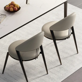 מתכת נורדי האוכל כיסאות עור PU חדר שינה סלון עיצוב ייחודי כסאות אוכל מודרניים יוקרה Silla ריהוט חדר האוכל WK50CY