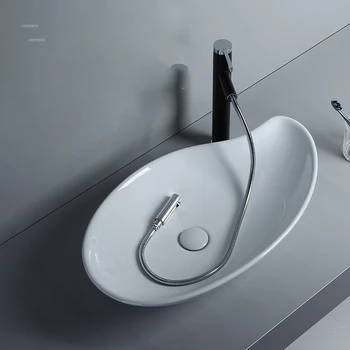נורדי קרמיקה השיש כיור אמבטיה כיורים פשוטים שירותים תקורה כיור מיוחד בצורת אמנות יצירתי אגן אמבטיה כיורים