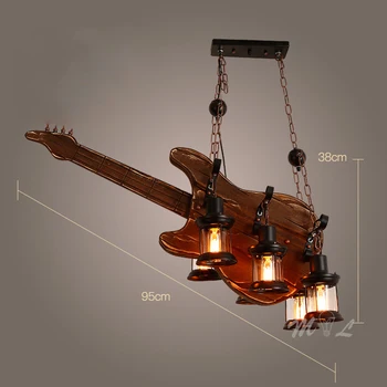 נורדי רטרו עץ המנורה גיטרה אורות תליון תעשייתי תלייה מנורות בר מסעדה בסגנון ארט דקו השעיה תאורה גופי E27