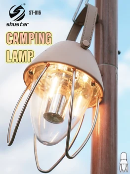 נטענת נייד פנס אמריקאי בסגנון וינטג ' אורות קמפינג אוהל אורות Stepless עמעום אוהל ציוד תאורה חיצוני