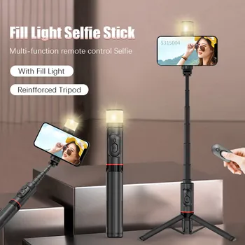 נייד Bluetooth אלחוטית Selfie מקל חצובה אלומיניום סגסוגת Selfie מקל עם מילוי בהיר Bluetooth מרחוק עבור iPhone Xiaomi